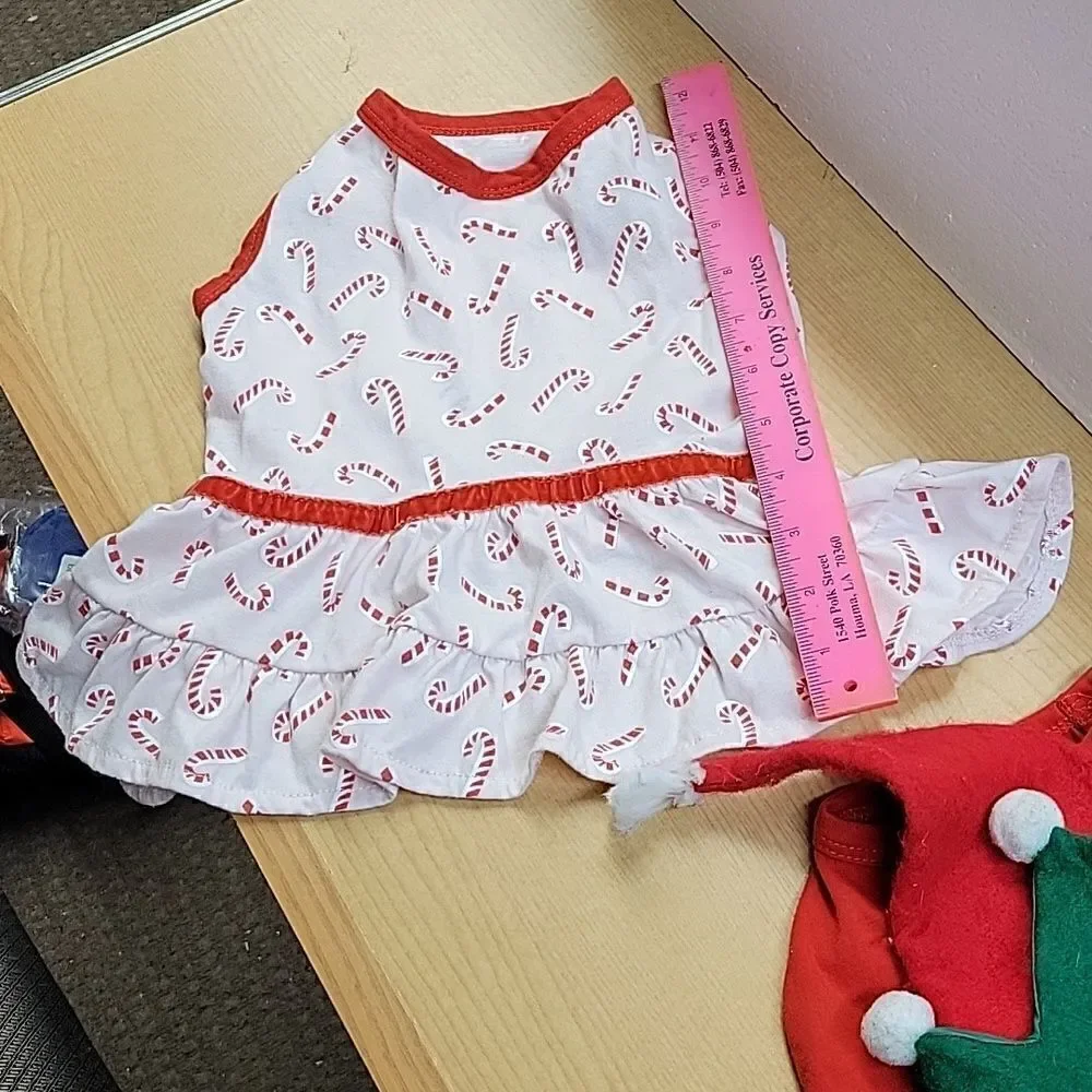 ‎2 Christmas dog dresses with hat. Size small